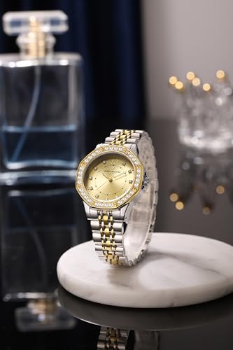 Image of Daniel Hechter Paris Vendome Collection Analog Watch for Women with Round Dial, Crystal Studded Bezel, Crystal Accents and Stainless Steel Strap - DHW2009
