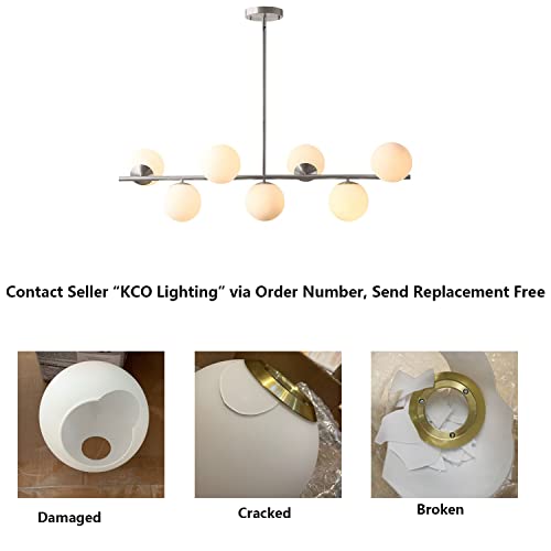 Kco Lighting Modern Sliver Chandelier With White Globe Sputnik Chandelier Pendant Light Frosted Globe Glass Adjustable Hanging Ceiling Light For Dining Room Living Room Kitchen (Silver) #TOP6