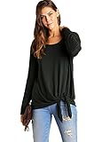 Umgee USA Women's Soft Light Knit Long Sleeve Top Slitted Sharkbite Hemline and Side Waist Tie Sweat
