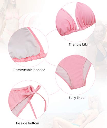 Image of Century Star Women Cute String Triangle Bikini Sets - Swimsuits Two-Piece Tie Side Adjustable Ties Halter Bathing Suit