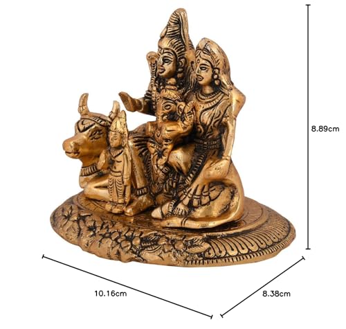 AONA Metal Lord Shiva Parvati Kartikeya and Ganesha Murti Shiv Family Parivar Idol Statue for Home Décor Mandir Temple Gift Showpiece Gold Height 4 Inches - Image 4 thumbnail