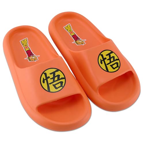 Dragon Ball Z Men's Slides Goku Vegeta Gohan Slip On Comfort Slides (DBZ Orange, 10/11)
