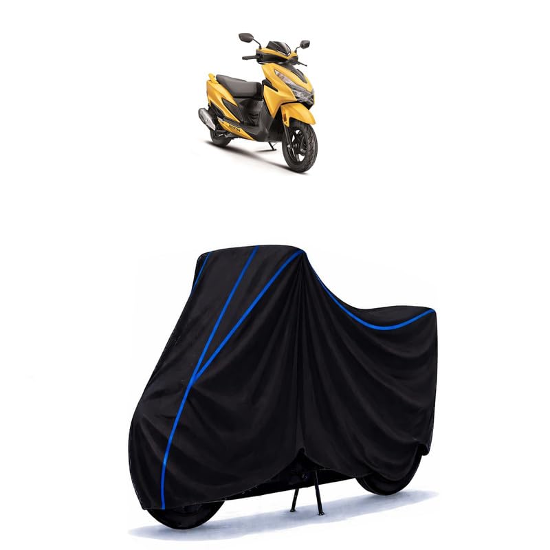 Image of Scooty Cover Water Resistant for Grazia 125 BS6 | Universal Scooter & Bike Cover | Heavy Duty UV Dust, Rain & Scratch Protection | Elastic Fit All Weather Indoor Outdoor | Black with Blue Piping