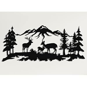 DEKADRON Metal Wall Art Deer Family Wall Art Metal Tree Decor Metal Wall Decor Interior Decoration Wall Hangings 40 W x 17 H 100×44 cm