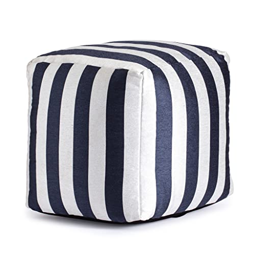 Anji Mountain Square Outdoor Pouf, Cape May Blue, 18