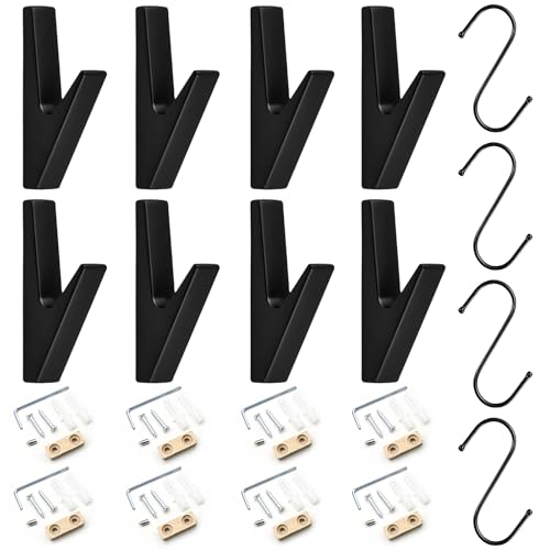 8 Piezas Ganchos Percheros De Pared Modernos, Colgador Pared Moderno, Perchero De Pared Para Chaquetas Para Chaquetas, Abrigos, Ropa, Bufandas, Bolsos y Más (Negro)