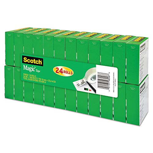 Fita mágica Scotch 810K24, núcleo de 2,5 cm, 0,9 cm x 2,5 m, 24 unidades, transparente