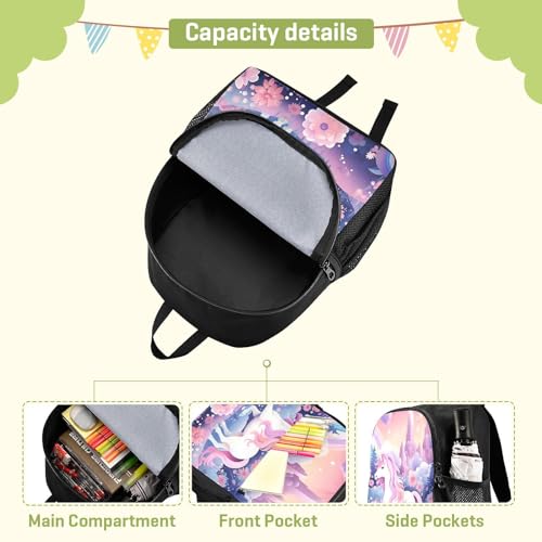 Unicorn Purple Floral Kids Backpack Preschool Toddler Bookbag for Girls Boys Mini Kindergarten School Bags S 208505564