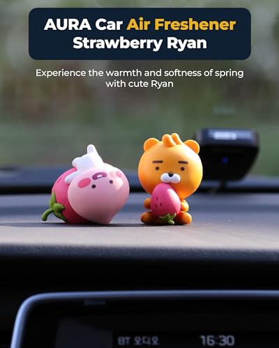 Image of AURA Car Air Freshener Vent Clip, Strawberry Ryan (Flower by Flora, 0.07fl oz*2, Pack of 2) - Long-Lasting Odor-Fighting Scent, Car Decoration Accessories, Diffuser, Absorber