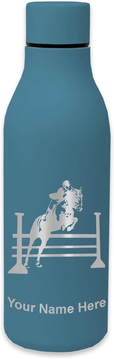 LaserGram Double Wall Stainless Steel Water Bottle, Horse Hurdles, Personalized Engraving Included