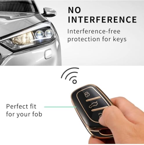Image of AUTODIFYA TPU Car Key Cover Black & Golden Compatible for MG Astor, MG ZS EV Electric (MG, 3 Button Push Start Key)