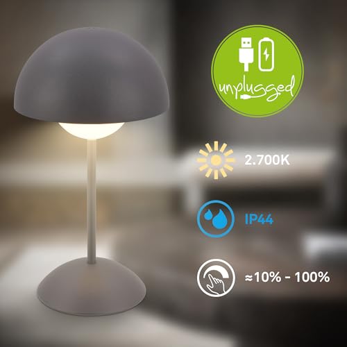 Briloner Lampada Da Tavolo Led A Batteria Kugle, Antracite, Metallo, IP44, Dimmerabile. - 2