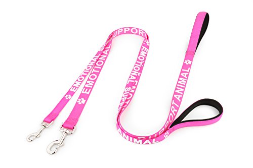 Emotional Support Animal Leash | Neoprene Padded Handle | Five Colors | Two Sizes | Features: Emotional Support Animal Printed In Large Reflective Letters On Both Sides Of Leash #TOP4