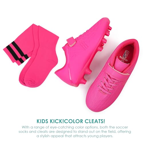 Image of brooman Kids Firm Ground Soccer Cleats Boys Girls Football Cleats with Soccer Socks