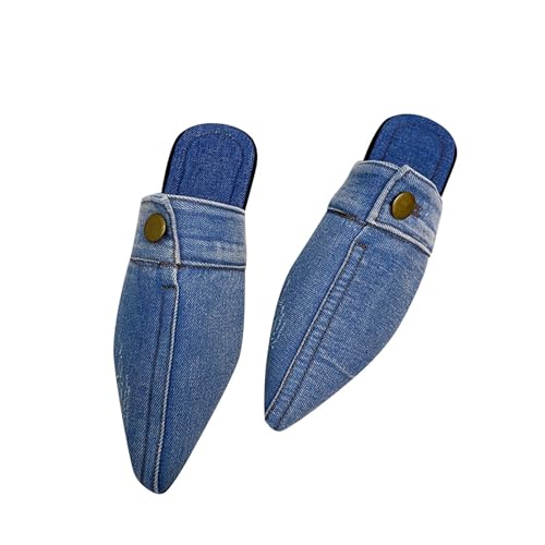 Pantoufles plates denim femme bout pointu légères confortables - 7