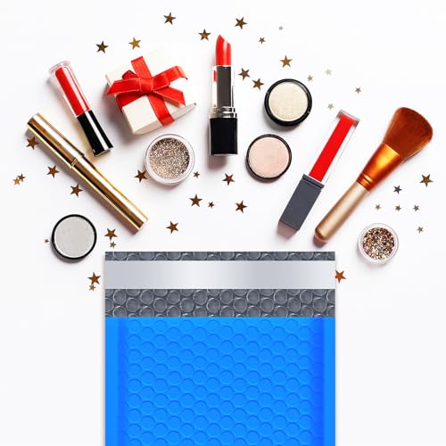 Image of UCGOU Bubble Mailers 4x8 inch Blue 50 Pack Usable Size 4x7 inch Padded Envelopes | Opaque Self Seal Adhesive Waterproof Boutique Padded Envelopes for Jewelry Makeup Small Bubble Mailers for Trading Cards #000