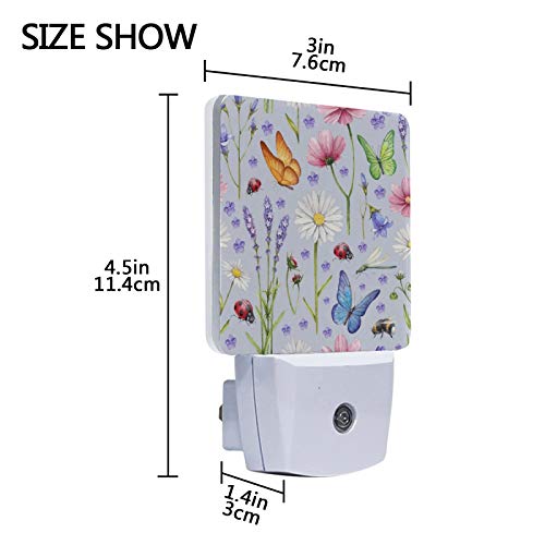 Jstel Spring Night Light Plug Into Wall,2 Pack Night Light Butterfly Flower Nightlights With Dusk To Dawn Sensor White Light Perfect For Bathroom Kitchen And Hallway #TOP4