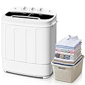 SUPER DEAL Compact Mini Twin Tub Washing Machine 13lbs Capacity Portable Washer Wash and Spin Cycle Combo, Built-in Gravity Drain for Camping, Apartments, Dorms, College, RV’s and Small Spaces