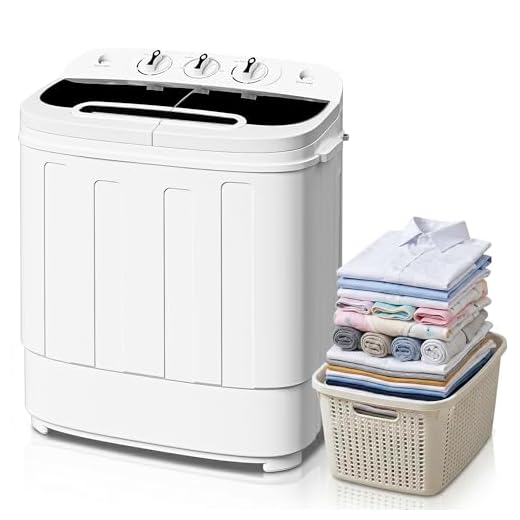 SUPER DEAL Compact Mini Twin Tub Washing Machine, Portable Laundry Washer w/Wash and Spin Cycle Combo, Built-in Gravity Drain, 13lbs Capacity for Camping, Apartments, Dorms, College Rooms, RV’s and more