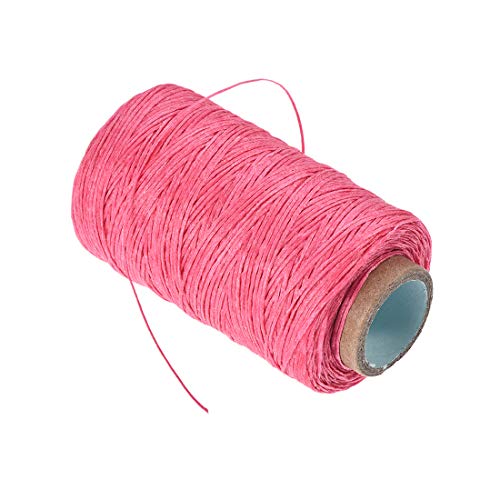 Hilo de costura para cuero uxcell, 273 yardas (aprox. 250 m), 150D/1 mm, cera aplicada, plano, poliéster, para coser a mano cuero, encuadernación de libros y manualidades (rosa pálido) miniatura 3