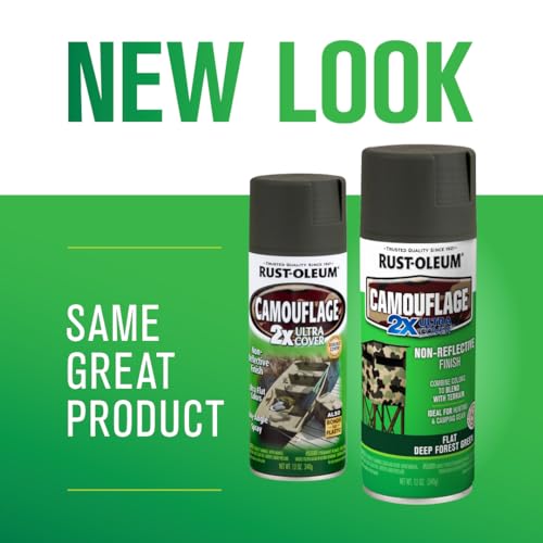 Image of Rust-Oleum Camouflage 2X Ultra Cover Deep Forest Green Spray Paint | Non-Reflective Finish, Outdoor Concealment, Hunting Blinds And Equipment, Multi-Surface Coverage, 12 Oz