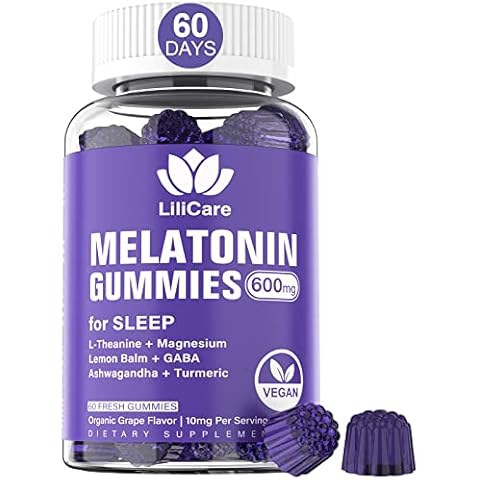 Melatonin Gummies 10mg 20mg for Adults, Extra Strength with L-Theanine, Ashwagandha, Magnesium, Turmeric, GABA, Lemon Balm and Chamomile for Supports Health Circadian Rhythm, Vegan Grape Flavor Cover