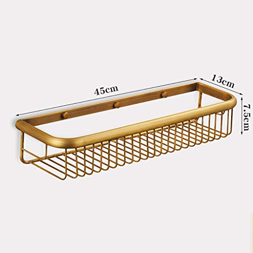 Panier mural de salle de bain en cuivre antique et étagère de douche 45cm