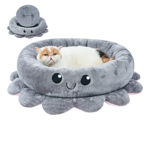 Jiupety Cute Calming Dog Beds Clearance for Medium Small Dogs, Anxiety Bolster Dog Bed with Octopus...
