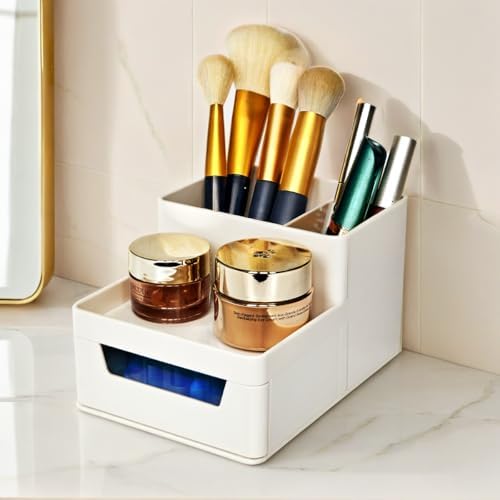 Amazon.com: DASITON Makeup Organizer with 2 Drawers,Plastic Make up and ...