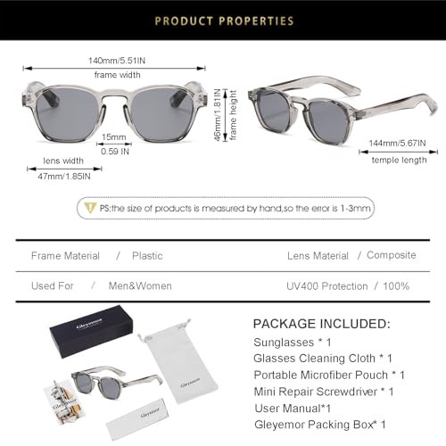 Image of Gleyemor Fashion Sunglasses for Men Women Tortoise Shell Sunglasses Trendy Unisex Style UV400 Protection Shades