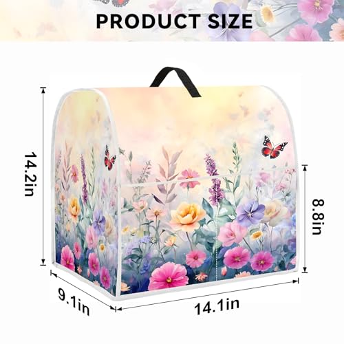 Image of 4.5 qt and All 5 qt Kitchen stand mixer Dust Cover, Kitchen Appliance Protective Covers with Top Handle and Pocket, Colorful flowers