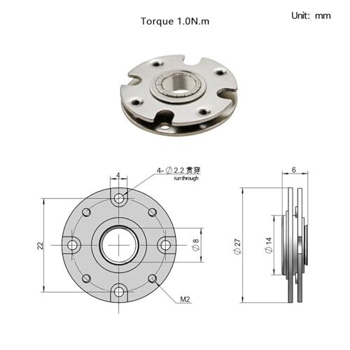 Charnière rotative 360° inox à arrêt libre - Couple de friction constant 1.0N.m - 3