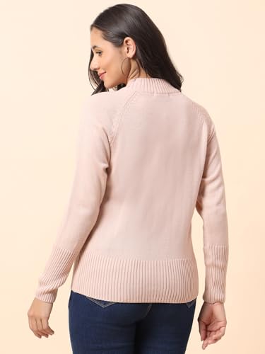 Image of Cantabil Sweater for Women l Winter Wear Acrylic Fabric Mandarin Collar Regular Fit Solid Pattern (P LSWT00178)