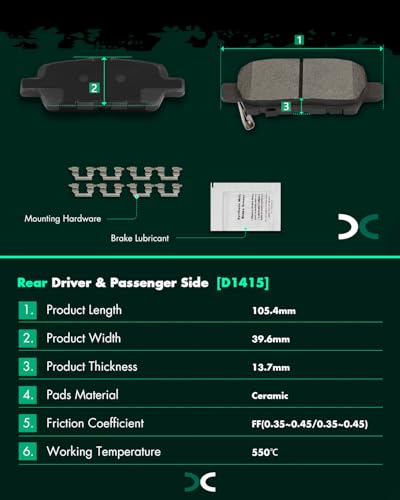 Image of SCITOO D1737 D1415 Front Ceramic Rear Ceramic Brake Pad Sets | 2017-2022 For Nissan For Qashqai,2014-2017 2019-2020 For Rogue,2017-2022 For Rogue Sport