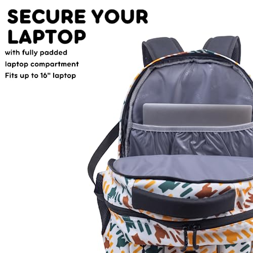 Image of J World New York Atom Laptop Backpack - Ergonomic Backpack for School with Air Mesh Padded Shoulder Straps - 600D Polyester Work Backpack for Men and Women - Stylish Design, Vivid Tweed