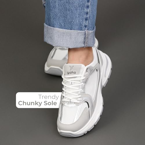 Image of YOHO Women's Chonks Sporty Comfortable Chunky Sneakers | Lightweight & Breathable | Everyday Shoes for Woman /Girls