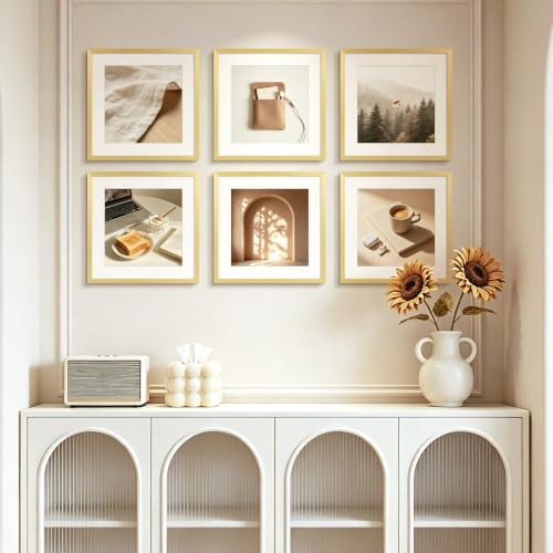 Image of upsimples 16x16 Picture Frame, Display Pictures 12x12 with Mat or 16 x 16 Without, Wall Hanging Square Frames, Gold, 1 Pack