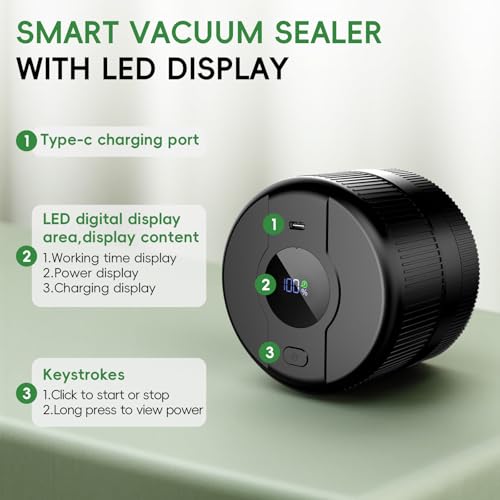 Image of Mason Jar Vacuum Sealer Kit, Electric Sealer for Wide, Regular Mouth Mason Jars, Portable Vacuum Sealer for Jars, Birthday Gift for Her, Gifts for Mom, Grandma