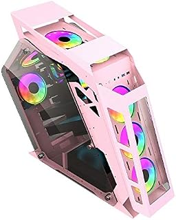 YHMC HDZY Caja de la computadora del Caso ATKK Ordenador Principal Gaming Internet Cafe, Color: Gran Café Rosa