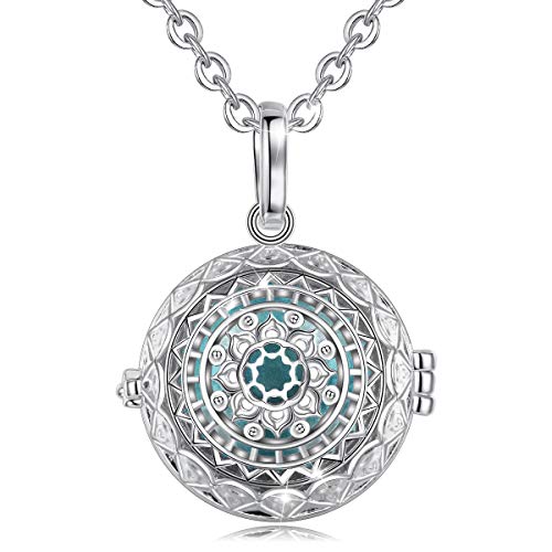 EUDORA Harmony Ball Engel Anrufer Klangkugel Halsketten für Frauen Heiliger Lotus Damen Classic Anhänger, Schmuck Damen Frauen 76,2cm + 114,3cm