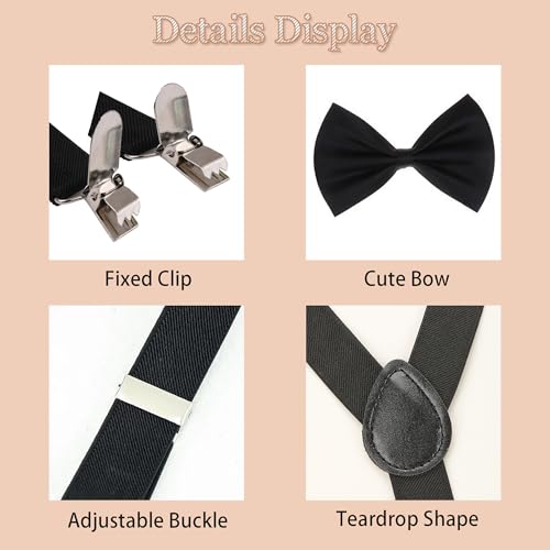 Suspenders for Boys Child - Elastic Adjustable Y Shape Back With Strong Metal Clips And Bow Tie for Kids Toddler Baby4
