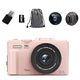 Optinexo 4K Digital Compact Camera Fotocamera digitale da 75 MP con zoom ottico 18x, schermo orientabile da 3 pollici, Wi-Fi, leggera, ideal …