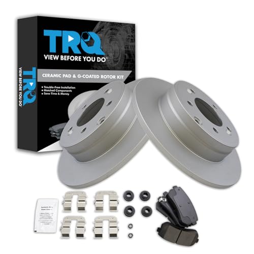 Image of TRQ Rear Brake Pad and Rotor Set Ceramic Coated Rotors Compatible with 2015 Hyundai Sonata 2014-2016 Kia Cadenza