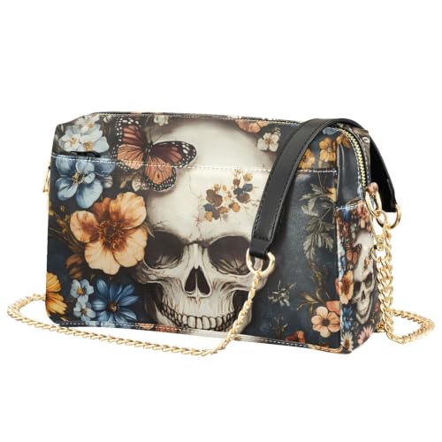 Sac à bandoulière motif squelette et fleur idéal pour vos sorties citadines