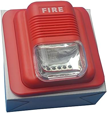 xin-sheng Fire Alarm Horn Siren Strobe Quick Alert Safety System Sensor Sound and White Flash Light 24V in Red with Wall Mount for Home Office Hotel Res