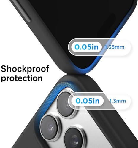 Image of mobistyle Magnetic Silicone Back Cover for iPhone 17 Pro Max 6.9-Inch, Compatible with Mag-Safe, Silky Soft Touch, Shock Absorbing Phone Cover Case with Camera Lens Protection (Black)