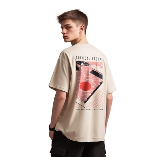 Image of Nobero Men's Oversized Graphic T-Shirt for Men | Soft Cotton | Drop Shoulder Relaxed Fit | Printed Casual Tshirt for Men