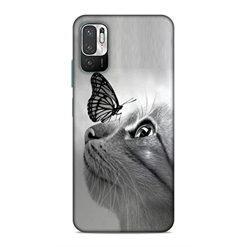 Image of Printed Mobile Back Hard Case Cover for Xiaomi Redmi Note 10T 5G / Xiaomi Redmi Note 10 5G / Xiaomi Poco M3 Pro 5G | Pet, Butterfly, Animal, Cute Cat, Animal Lover-2195
