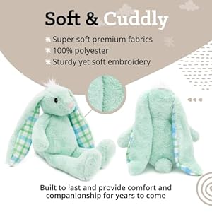 Plushible easter bunny plush cuddly soft embroidered stuffed animal toy for newborns kids boys girls 18 inch  urban country home decor