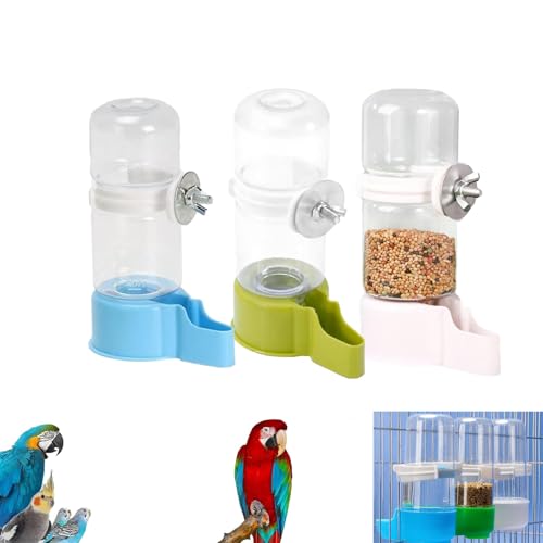 Bird Cage Water Dispenser, 3 Pcs Hanging Bird Water Feeder for Cage, Parakeet Water Dispenser for Cage, No Spill Automatic Feeder Parakeet Cage Water Container for Small Birds Parrot Macaw (Mix-140ML)